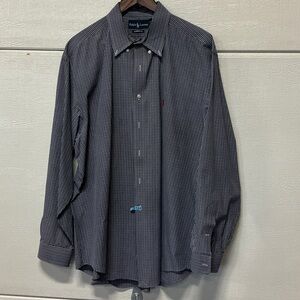 Ralph Lauren Men’s Navy and White Micro-Check Button-Down Shirt